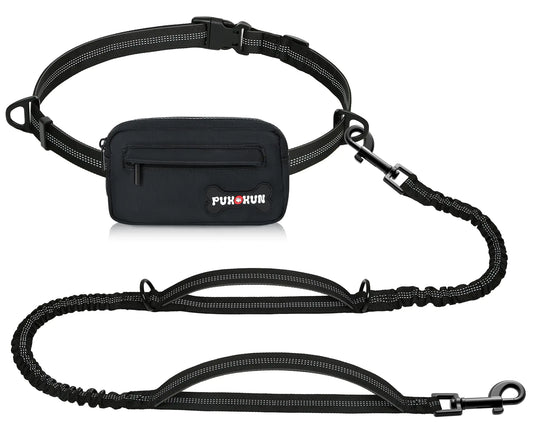 🦮 Hands-Free Dog Leash with Zipper Pouch – Adjustable Waist Belt & Dual Handles for Active Pet Owners —FAST SHIPPING